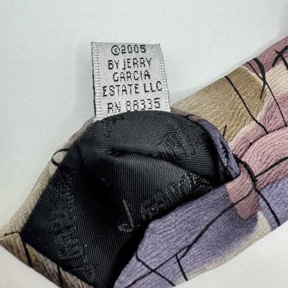 VINTAGE J. Garcia Mens Silk Necktie Abstract Purple Grey Tie Watercolor - Picture 6 of 7